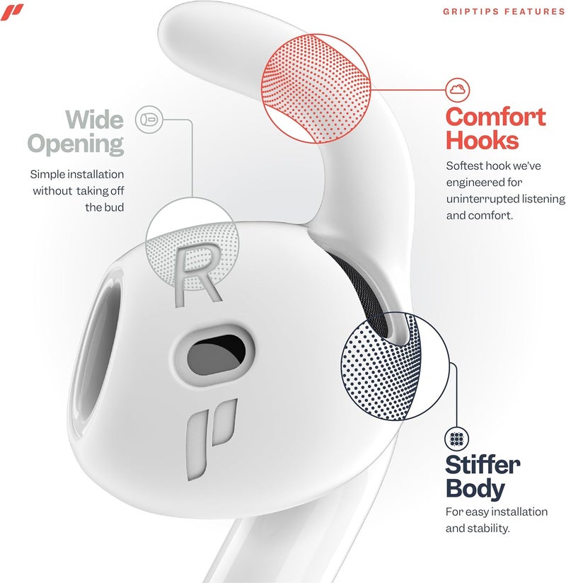 Proof Labs 4 Pairs for AirPods 4 Ear Hooks Covers [Added Storage Pouch] Accessories Compatible with Apple AirPods 4th Generation (White) - Image 3